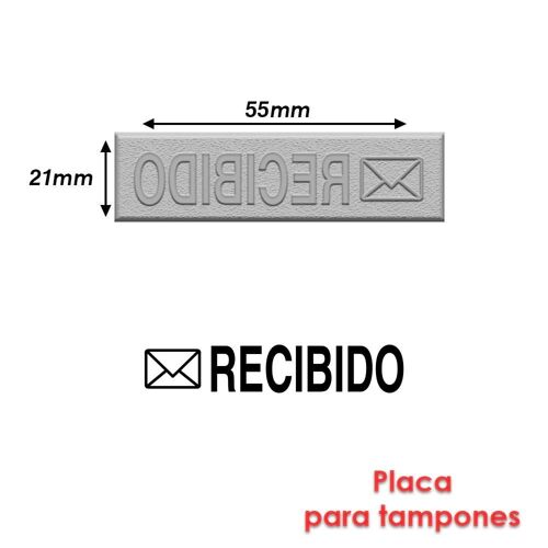 Timbre Caoutchouc Pour Tampon Encreur 55x21mm Texte Espagnol Recibido