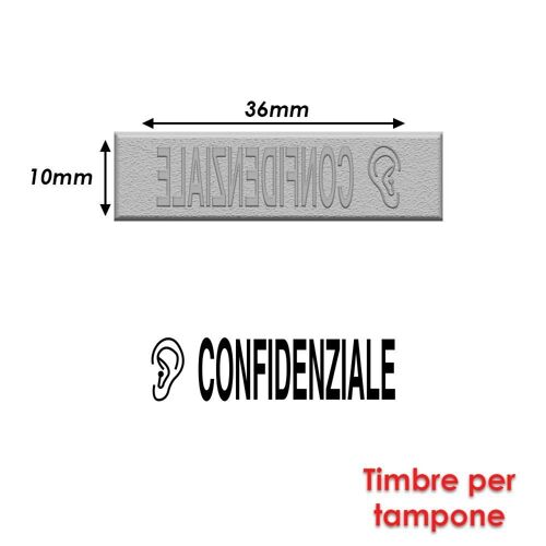 Timbre Caoutchouc Pour Tampon Encreur 40x10mm Texte Italien Confidenziale