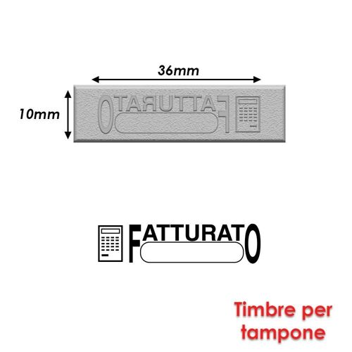 Timbre Caoutchouc Pour Tampon Encreur 40x10mm Texte Italien Faturatto 2