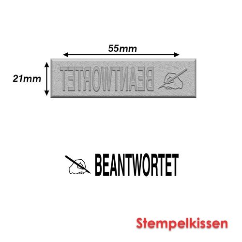 Timbre Caoutchouc Pour Tampon Encreur 55x21mm Texte Allemand Beantwortet