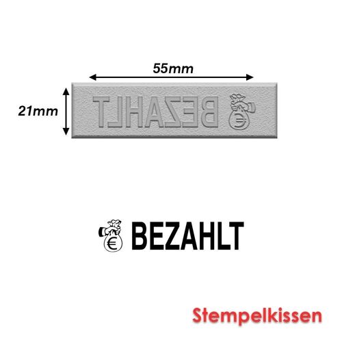 Timbre Caoutchouc Pour Tampon Encreur 55x21mm Texte Allemand Bezahlt