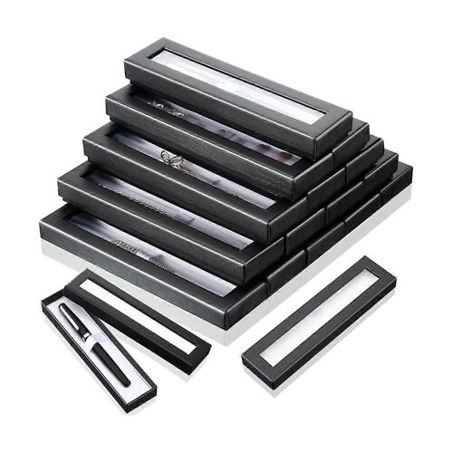 16 Pièces Vide Stylo Cadeau Boîte Noir Carton Étui Avec Fenêtre Transparente Pour Bijoux Crayon Bille Stylo Plume Affichage