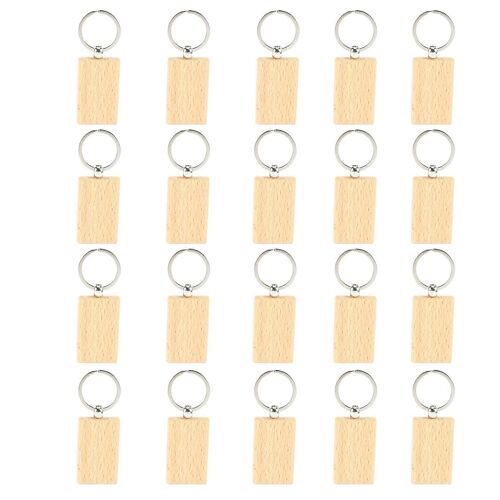 20 Pcs Blanc En Bois Porte-clés Bricolage Bois Porte-clés Porte-clés Cadeaux Jaune Rectangle