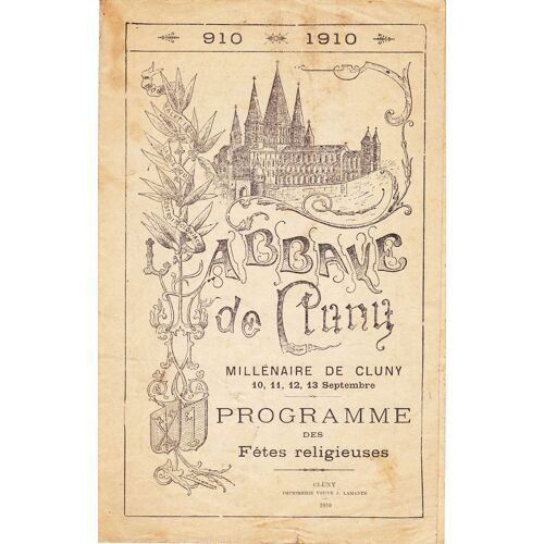 Millénaire De Cluny Programme Des Fêtes Religieuses 1910