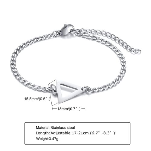 Bracelet Pour Hommes, Bracelets À Chaîne Triangulaire Géométrique, Chaîne À Gourmette En Acier Inoxydable De Couleur Argent Pour Hommes, Bijoux Pour Hommes, Cadeau Pour Lui