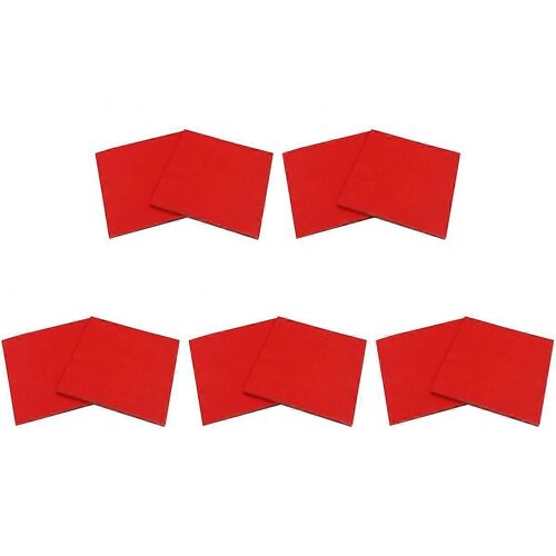Paquet De 5 Serviettes En Papier Imprimé De Couleur Unie (Rouge)