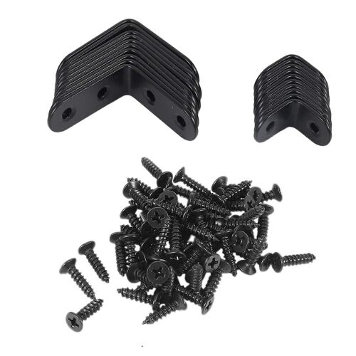 20 pcs Noir L Supports 90 Degrés Angle En Acier Inoxydable Joint Bracket Attache pour Chaises En Bois Livres