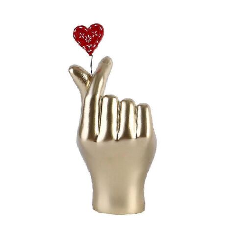Geste d'amour à une main Statue décorations d'or, Art moderne Sculpture en résine Accents de maison pour Livin