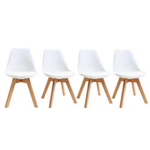 Chaises Scandinaves Blanc Et Bois Clair (Lot De 4) Pauline