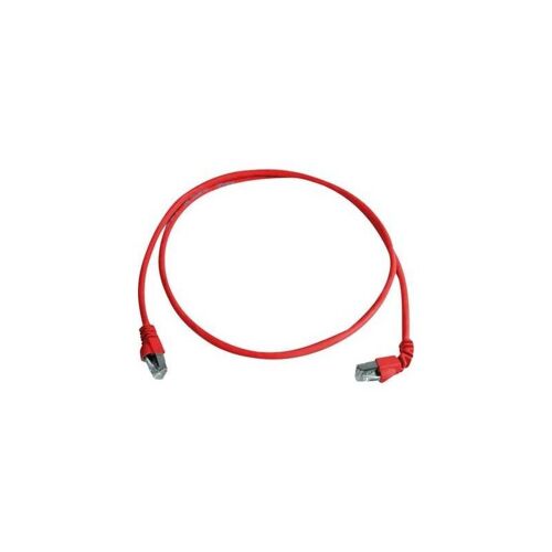 Telegärtner MP8 FS 500 - Cordon de raccordement - RJ-45 (M) pour RJ-45 (M) - 0.5 m - SFTP, PiMF - CAT 6a - connecteur à 90°, démarré, sans halogène, sans crochet, bloqué - rouge, RAL 3018