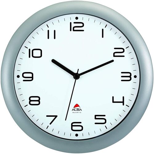 Alba Horloge Classic contour quartz haute précision ronde 3 aiguilles D 30cm pile 1.5v non fournie coloris gris