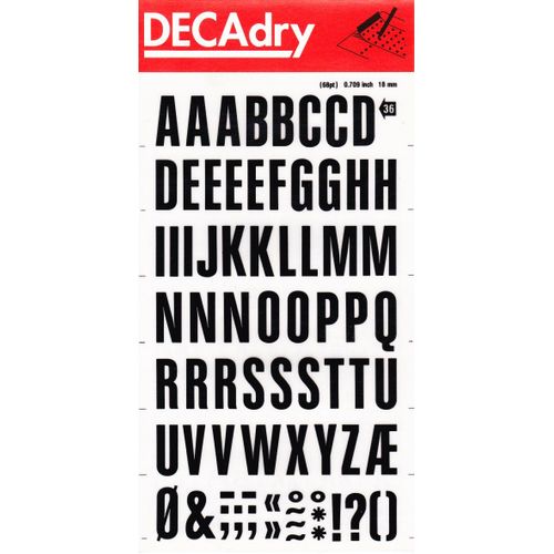 Lettres Transfert Decadry N°36 - 18 Mm