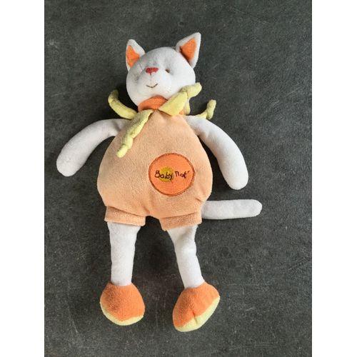 Doudou Chat Orange Et Jaune Baby Nat 29cm