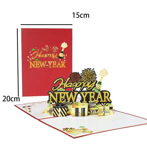 Cartes de joyeux noël arbre de noël cadeau d'hiver cartes Pop-Up décoration de noël autocollants découpés au Laser cartes de v¿ux du nouvel an - Type new year card #B
