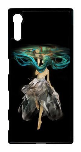 Coque xperia xz - manga fille cheveux bleu - noir