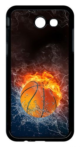Coque Pour Smartphone - Ballon De Basket Eau Et Feu - Compatible Avec Samsung Galaxy J3 (2017) - Plastique - Bord Noir
