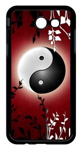 Coque pour smartphone - Ying yang rouge - compatible avec samsung Galaxy J3 (2017) - Plastique - bord Noir