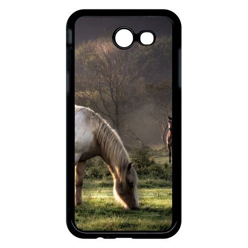 Coque Pour Smartphone - Chevaux - Compatible Avec Samsung Galaxy J3 (2017) - Plastique - Bord Noir