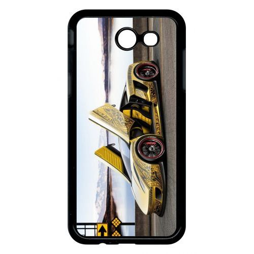 Coque Pour Smartphone - Tuning Voiture Jaune - Compatible Avec Samsung Galaxy J3 (2017) - Plastique - Bord Noir