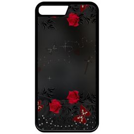 Coque Pour Smartphone - Roses Gothic Chapelet - Compatible Avec Apple Iphone 7 Plus - Plastique - Bord Noir