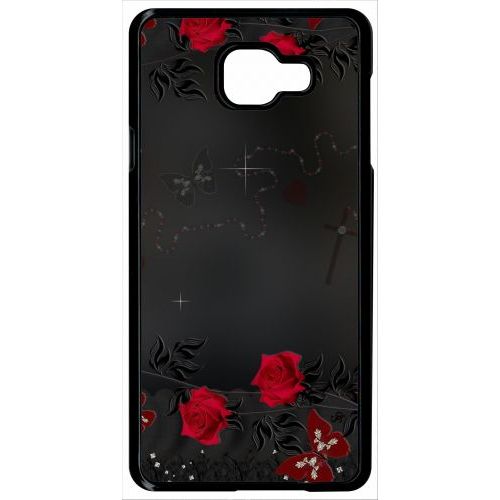 Coque Pour Smartphone - Roses Gothic Chapelet - Compatible Avec Samsung Galaxy A7 (2016) - Plastique - Bord Noir