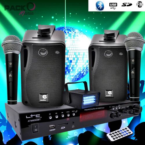 Karaoké enfant Hi-Fi 100W + 2 micros USB SD Bluetooth + Radio FM + Câbles + mini Jeux Strobe LED