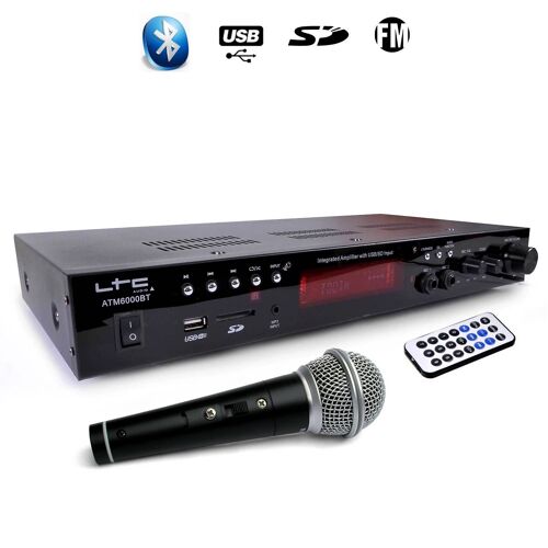Amplificateur LTC ATM6000BT stéréo HIFI 100W USB/SD/MP3/Bluetooth & Karaoké avec Micro filaire