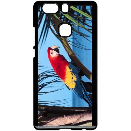 Coque Pour Smartphone - Perroquet Mer Palmiers - Compatible Avec Huawei P9 Plus - Plastique - Bord Noir