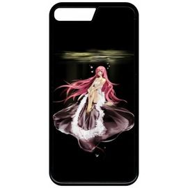 Coque Pour Smartphone - Manga Fille Cheveux Rose - Compatible Avec Apple Iphone 7 Plus - Plastique - Bord Noir