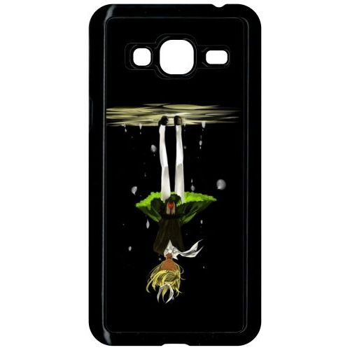 Coque Pour Smartphone - Manga Fille Cheveux Jaune A L'envers - Compatible Avec Samsung Galaxy J3 - Plastique - Bord Noir