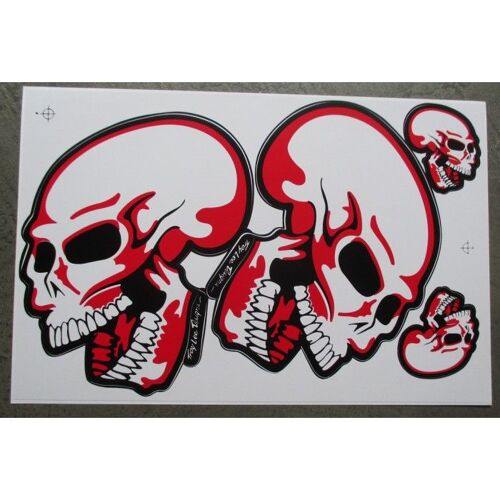 Planche De Stickers Crane Tete De Mort Rouge Autocollant