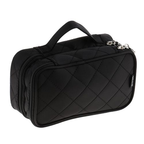 Trousse De Maquillage En Nylon Pour Filles Et Femmes, Avec Porte-Brosse À Fermeture Éclair Et Miroir, Sac Cosmétique Portable, Organisateur De Voyage