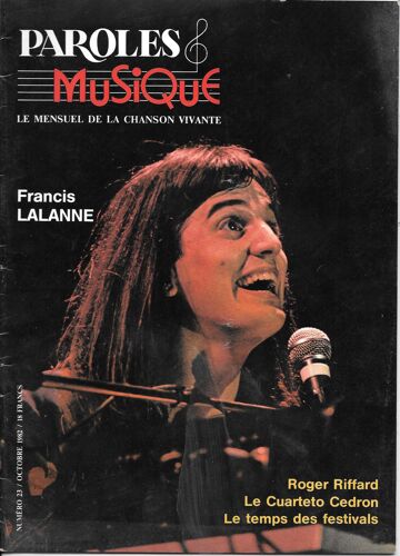 Paroles & Musique - N° 23 - Octobre 1982 - Francis Lalanne - 