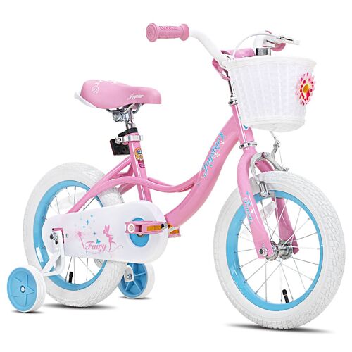 Vélo Enfant 18 Pouces Fille Joystar Acier Hi-Ten Frein À Main Panier Stabilisateurs Modèle Fairy Rose