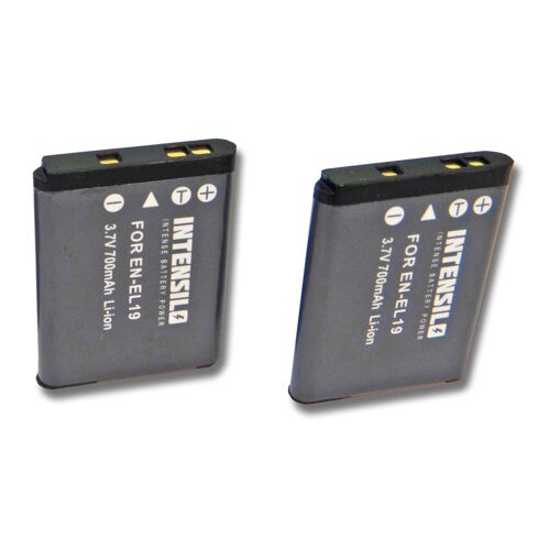INTENSILO 2x Li-Ion batterie 700mAh (3.7V) pour appareil photo vidéo Nikon CoolPix S3300, S3500, S3600,S4100,S4150, S4200, S4300, S5300 comme EN-EL19.
