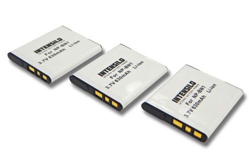 INTENSILO 3x Li-Ion batterie 630mAh (3.7V) pour caméra  Video Sony Cyber-Shot DSC-WX220 comme NP-BN1