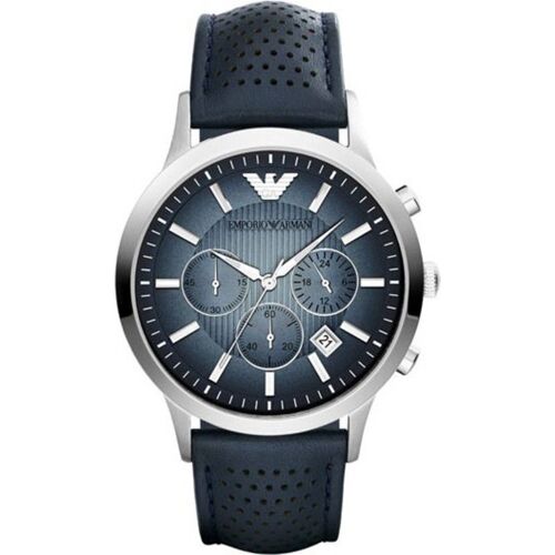 Montre Homme Emporio Armani Ar2473 Bracelet Perforé Cuir Bleu