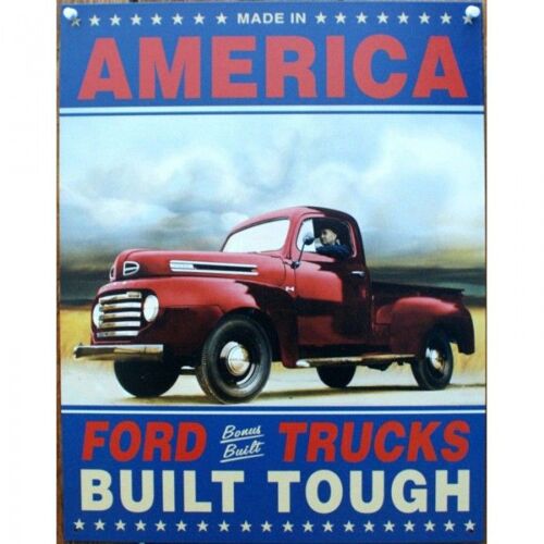 Plaque America Ford Trucks Built Tough Deco Tole Metal Pub