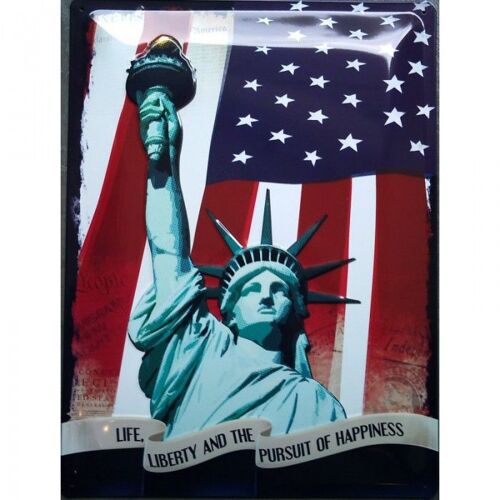 Plaque Statue De La Liberté Bombée Et Avec Relief Tole Deco