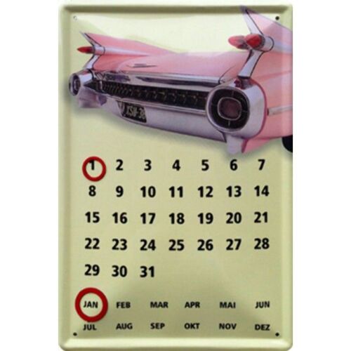 Plaque Cadillac Calendrier Perpetuel 30cm Tole Deco Bureau