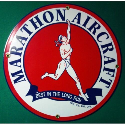 Plaque Emaillée Marathon Aircraft Tole Emùail Usa Deco Loft