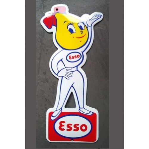 Mini Plaque Emaillée Esso Girl 20cm Tole Email Huile Esence