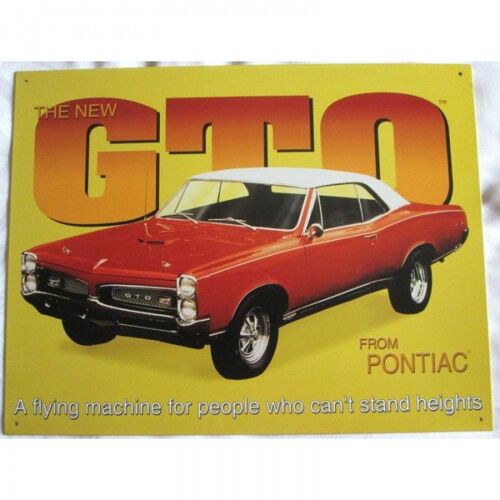 Plaque Pontiac Gto Jaune Tole Pub Affiche Déco Garage Metal