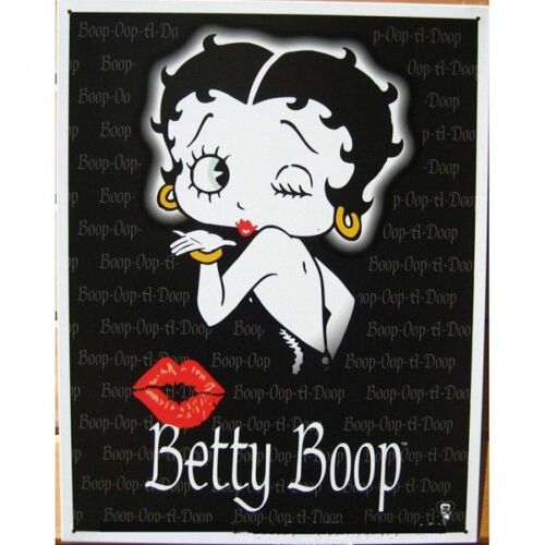 Plaque Betty Boop Kiss Baiser Sur Fond Noire Tole Affiche