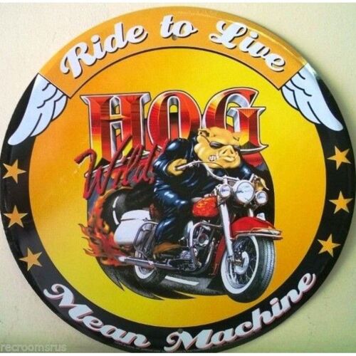 Plaque Hog Harley Live To Ride Cochon Pig Tole Metal Biker