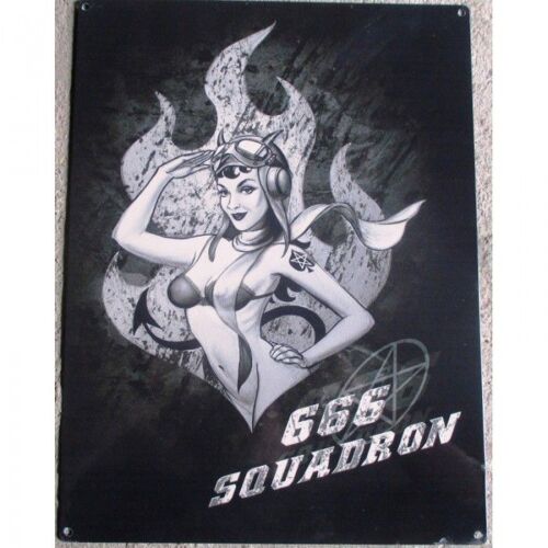 Plaque Pin Up 666 Tola Aviatrice Flammes Affiche Pub Alchemy