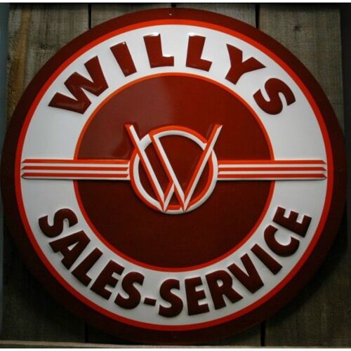 Plaque Willys Sales & Service 60cm Tole Deco Garage Jeep