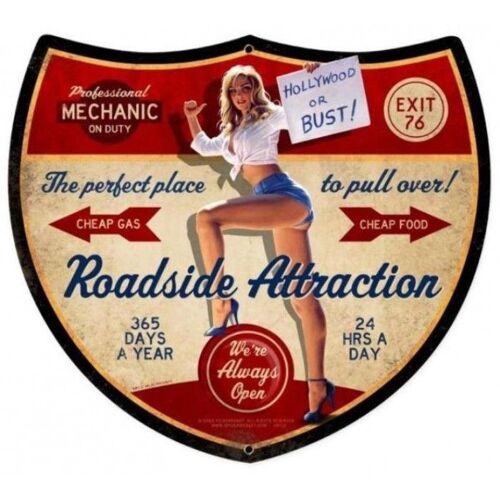 Plaque Tole Épaisse Pin Up Blonde Sexy Roadside Attraction