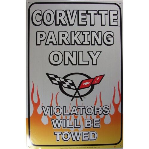 Plaque Chevrolet Corvette Parking Flamming Tole Publicitaire