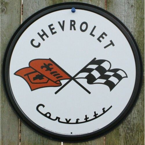 Plaque Chevrolet Corvette Logo Tole Publicitaire Metal Usa